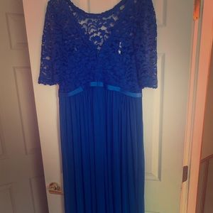 Royal blue lace dress.